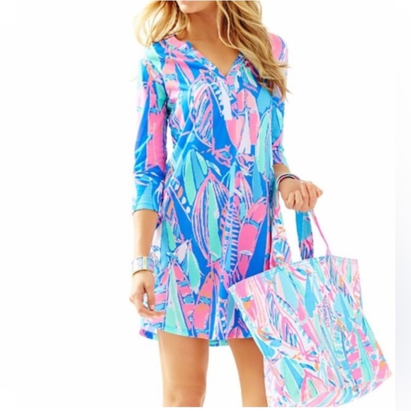 Lilly Pulitzer Dresses & Skirts - Lilly Pulitzer Womens Out To Sea Ali Light Blue Sailboat Pink Dress sz Medium